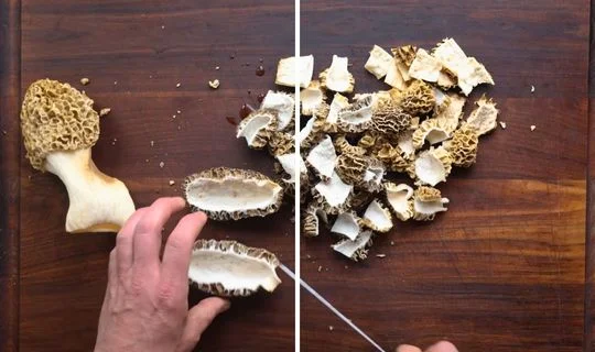 Cut the Morels into Bite-Sized Pieces